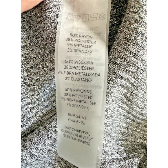 Calvin Klein Women's Sleeveless Metallic Mock-Neck Knit Top Gray Silver Large - Picture 6 of 6